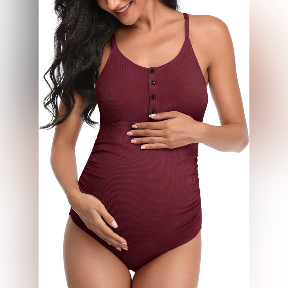Maroon Maternity Swimsuit